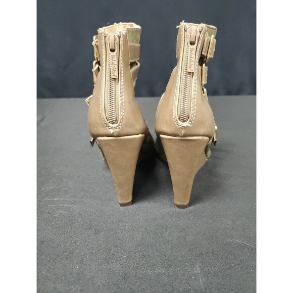 Michael Antonio Caxton Wedge Heel Booties Back Zip Buckle Accents Size 7 - Picture 4 of 6